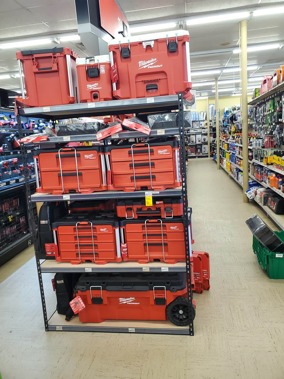 photo showing Milwaukee products on display at Byrum Ace Hardware in Charlotte