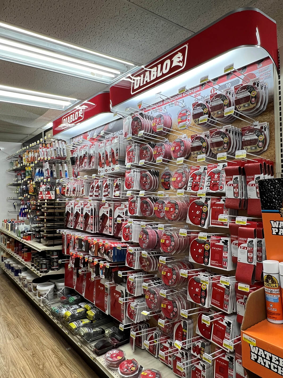 photo showing a variety of Diablo power tools accessories on display at Byrum Ace Hardware in Holt